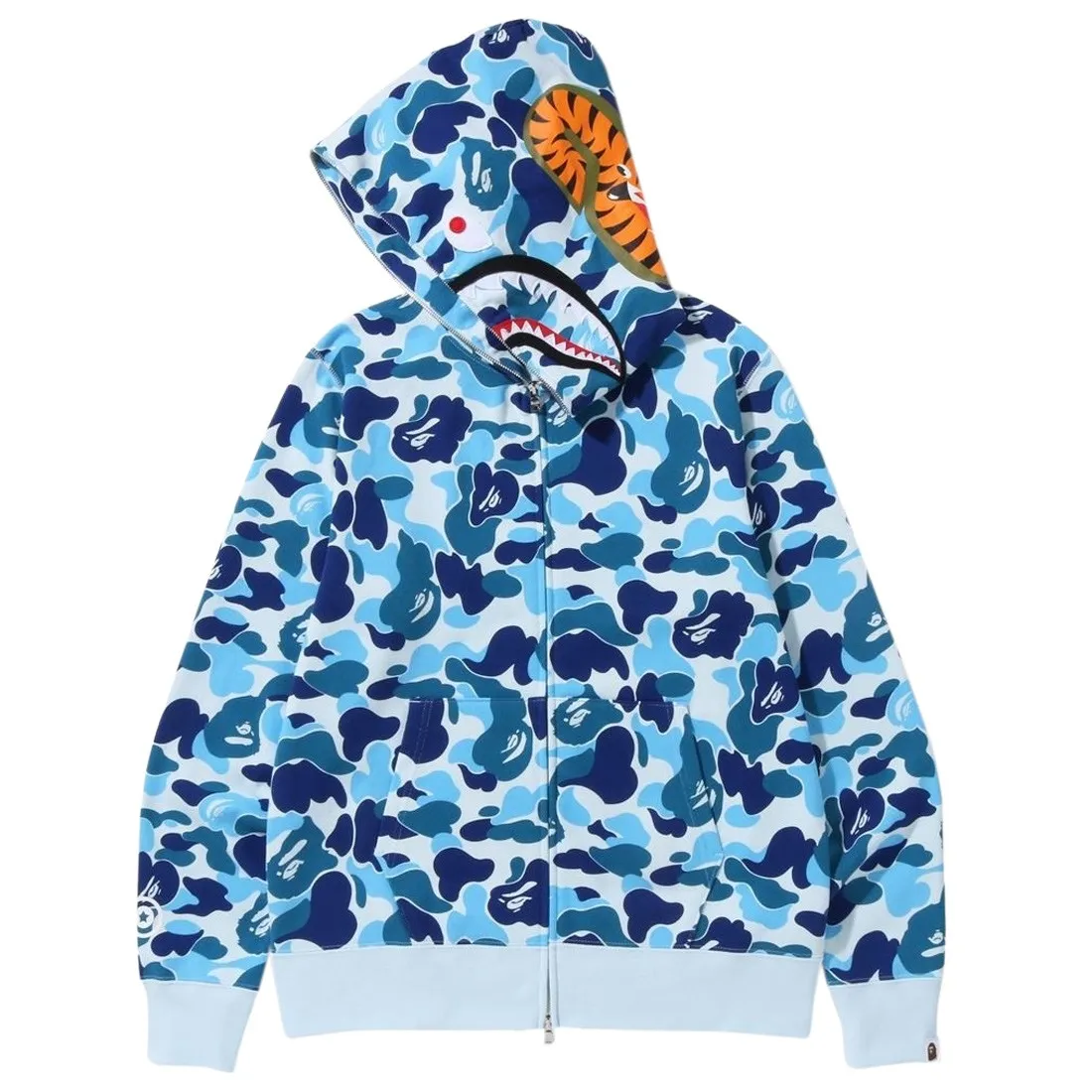 A Bathing Ape Men Big ABC Camo Shark Full Zip Hoodie (blue)