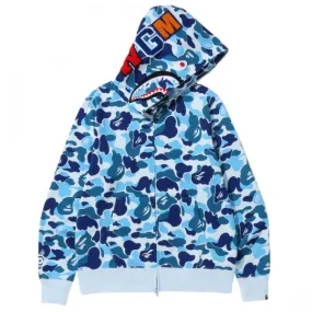 A Bathing Ape Men Big ABC Camo Shark Full Zip Hoodie (blue)