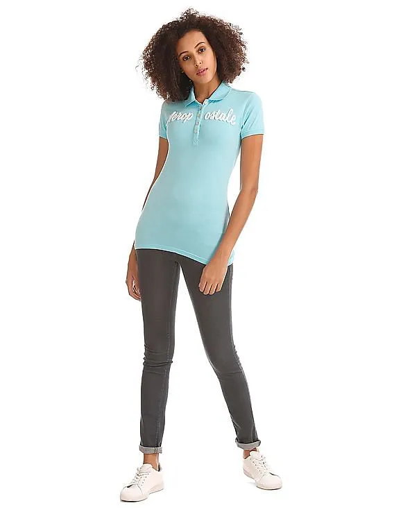 Aeropostale Brand Applique Jersey Polo Shirt