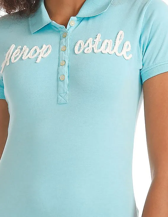 Aeropostale Brand Applique Jersey Polo Shirt