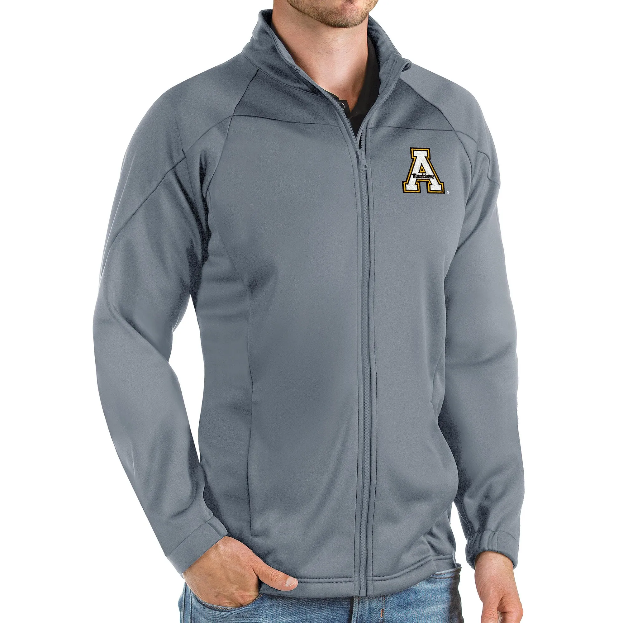 Antigua Appalachian State Mountaineers Steel Links Full-Zip Golf Jacket