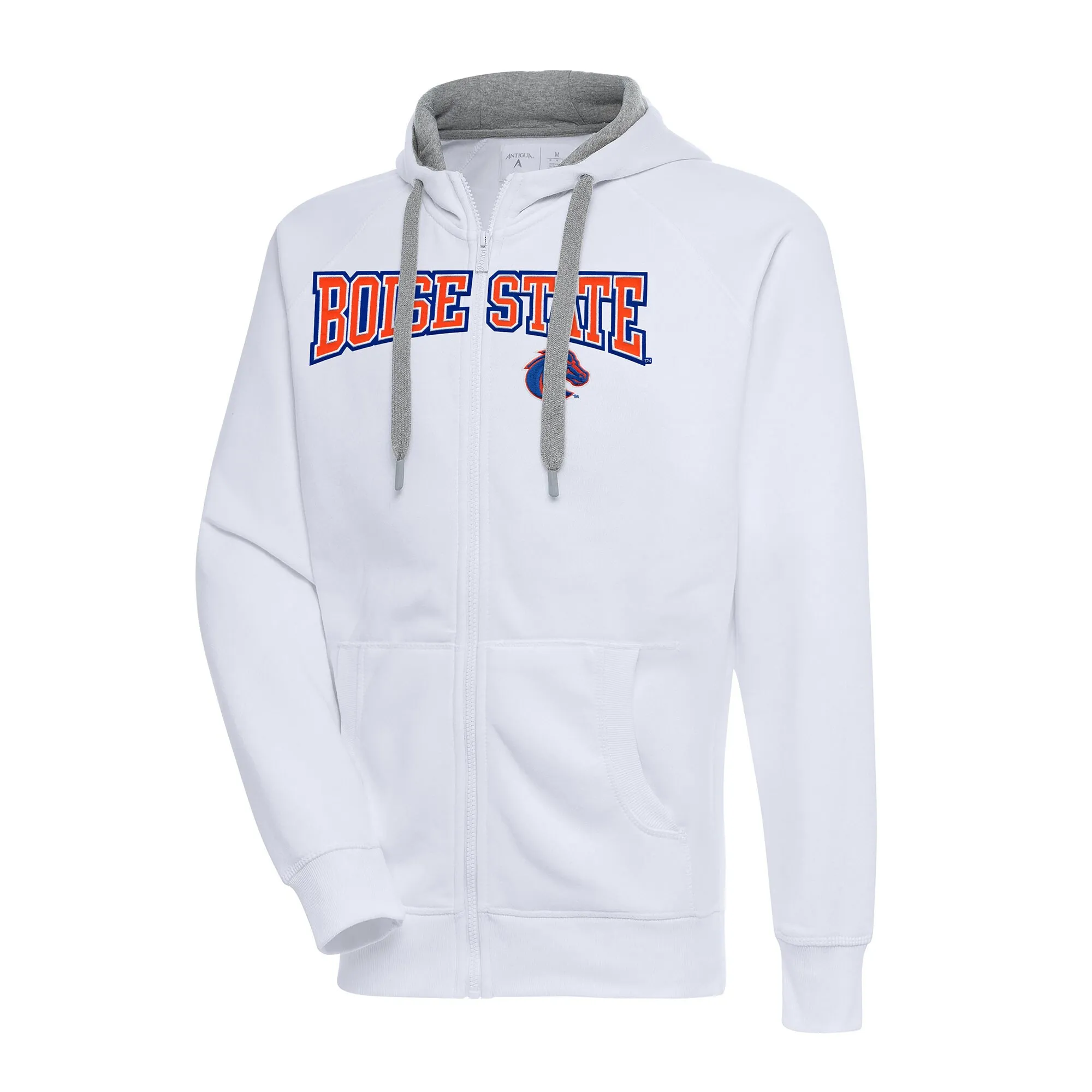 Antigua Boise State Broncos White Big & Tall Victory Raglan Full-Zip Hoodie Jacket