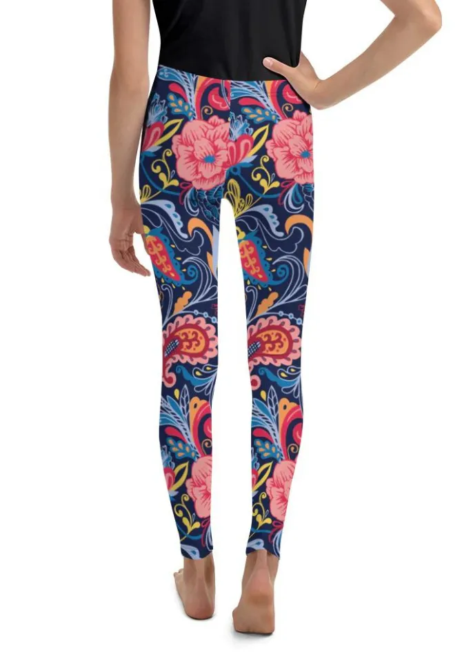 Art Deco Floral Youth Leggings