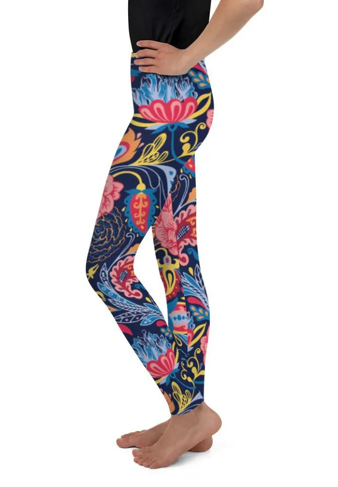 Art Deco Floral Youth Leggings