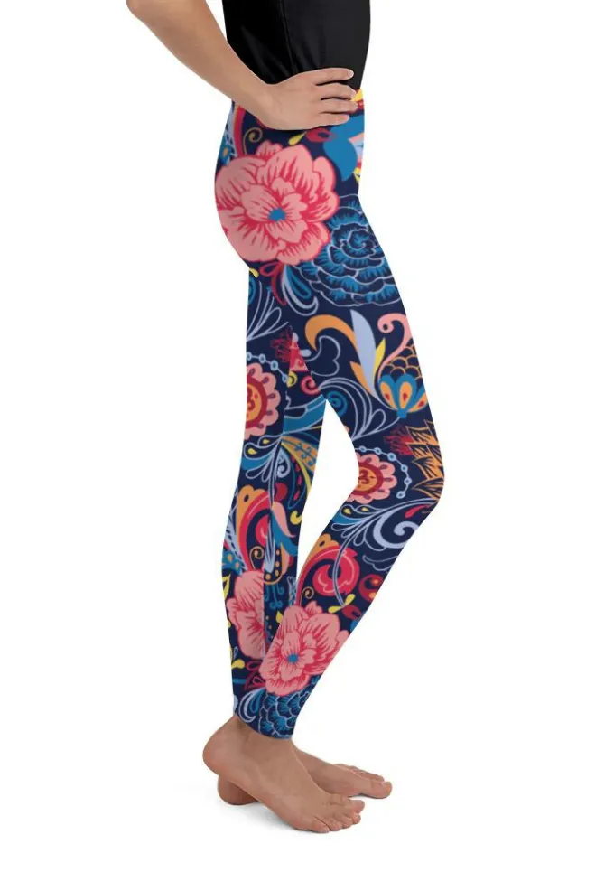 Art Deco Floral Youth Leggings