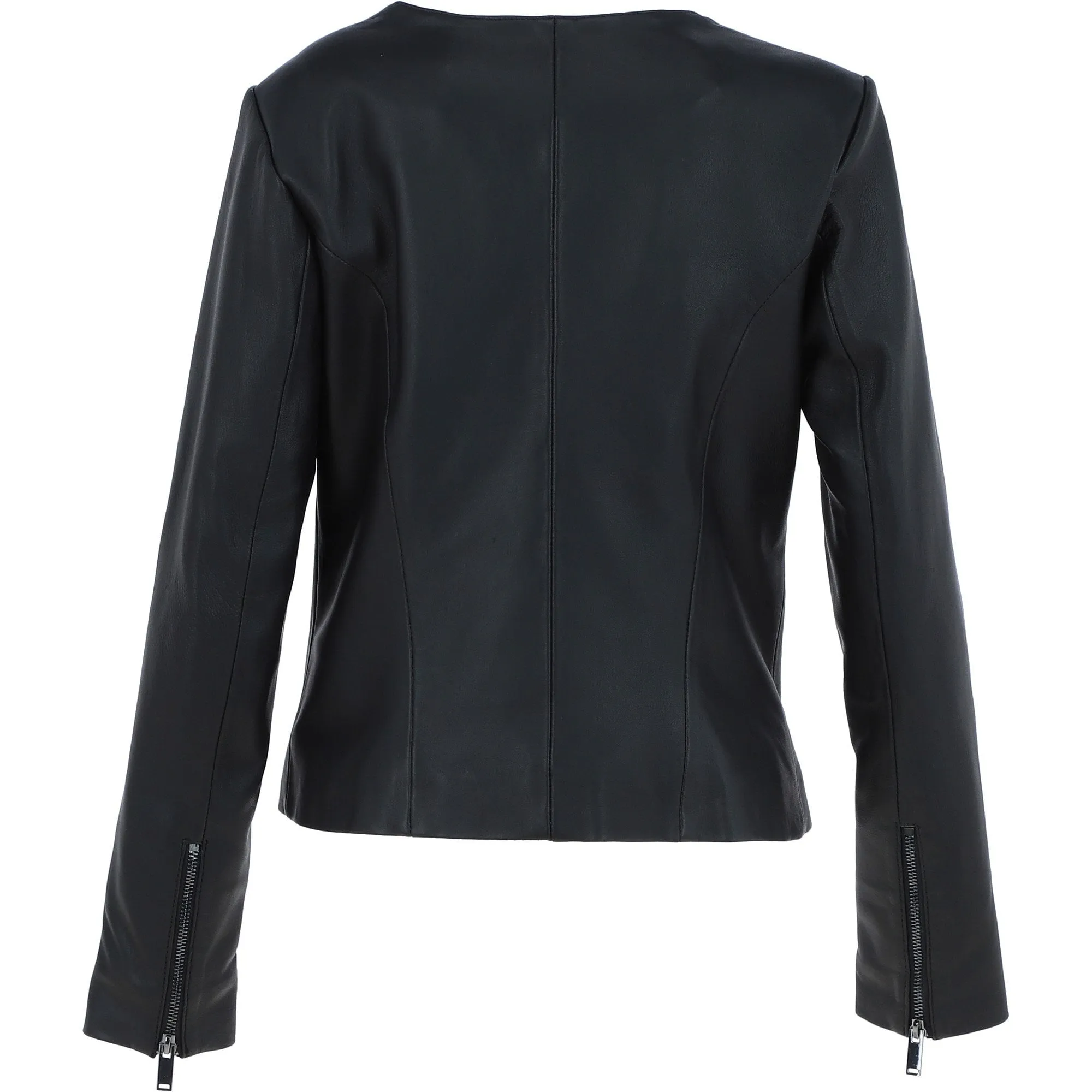 Ashwood Leather Ladies Collarless Side Zip Fashion Jacket Black: AWL-161