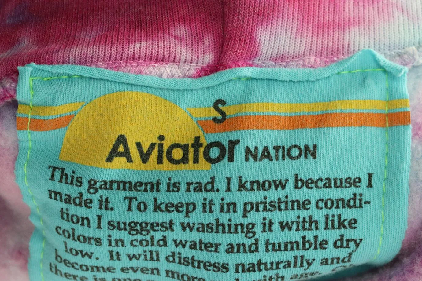 AVIATOR NATION TIE DYED COTTON JERSEY HOODIE SMALL