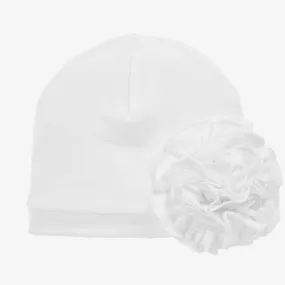 Baby Girls White Pima Cotton Hat