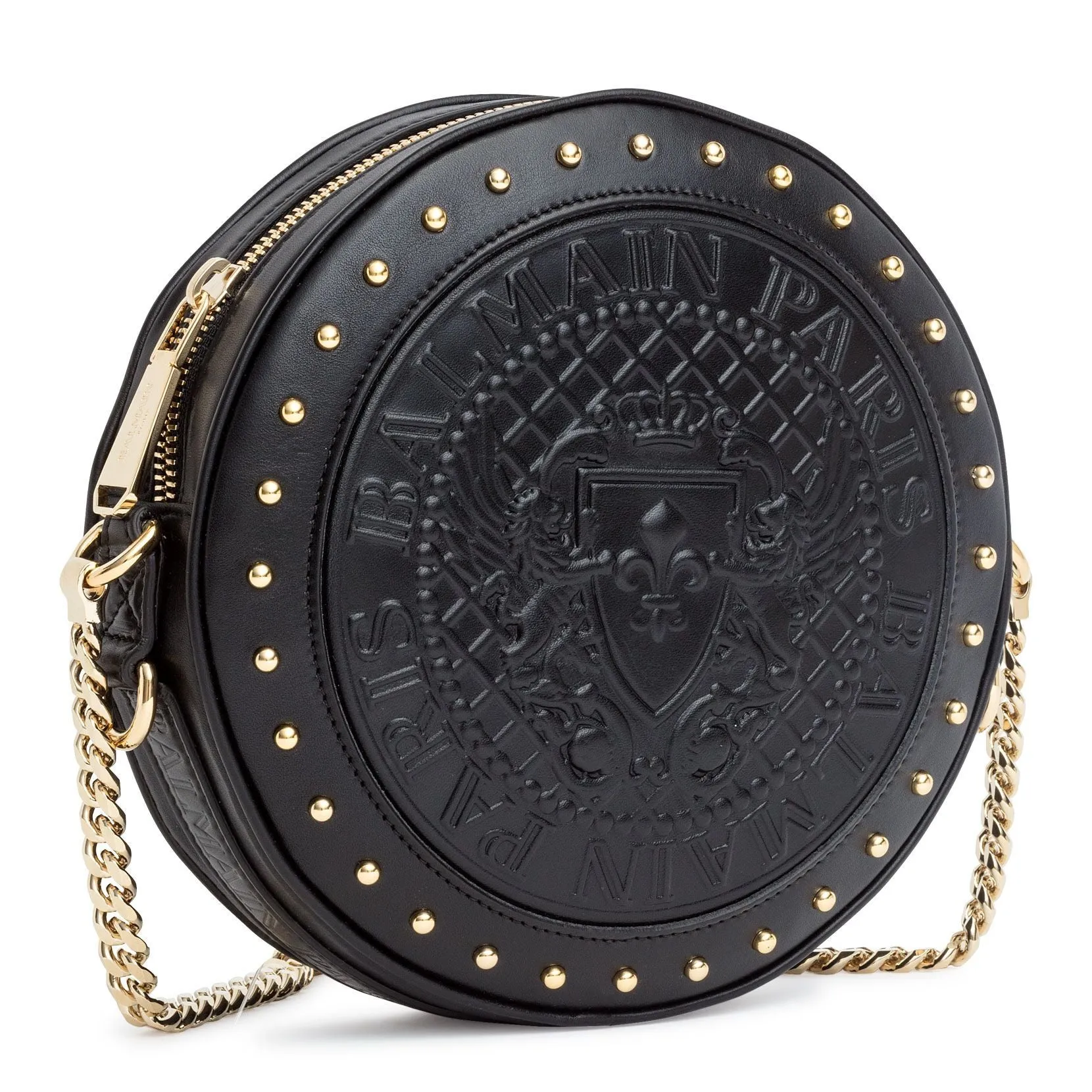 Balmain Disco black leather shoulder bag