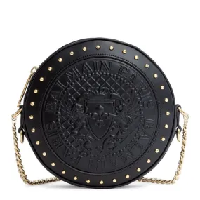 Balmain Disco black leather shoulder bag