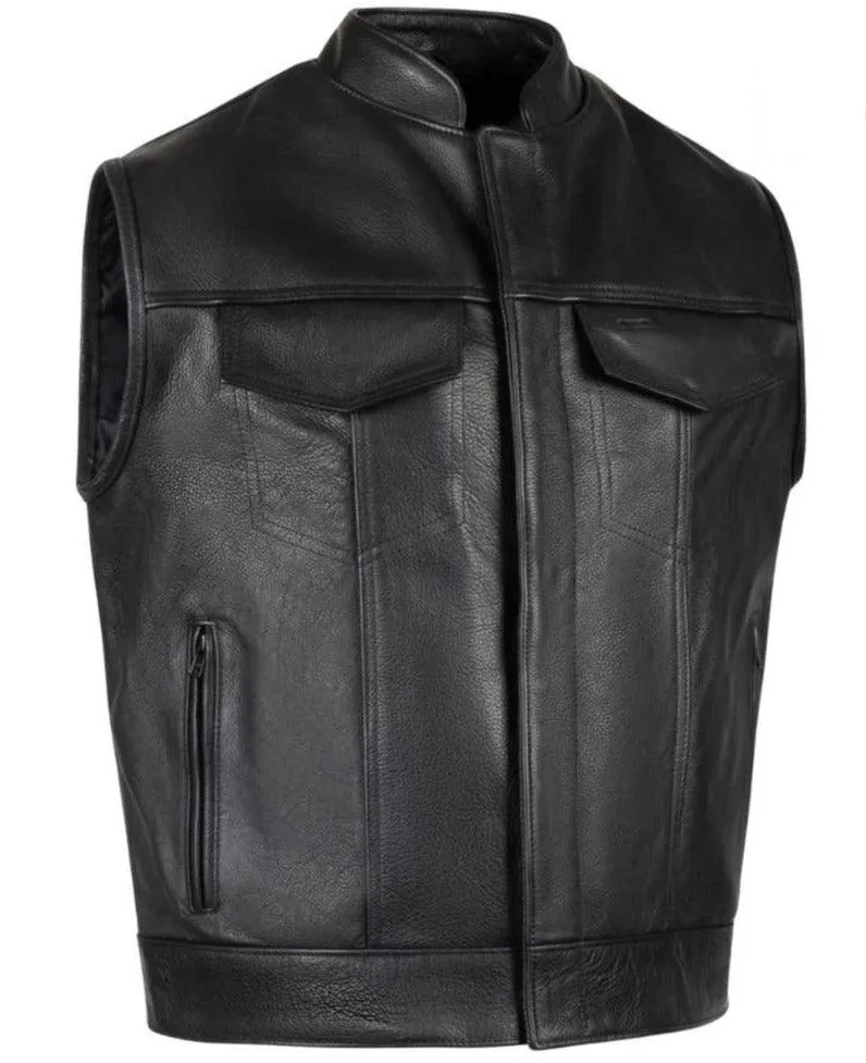 BECK Mens 566 Black Leather Horsehide Motorcycle Vest