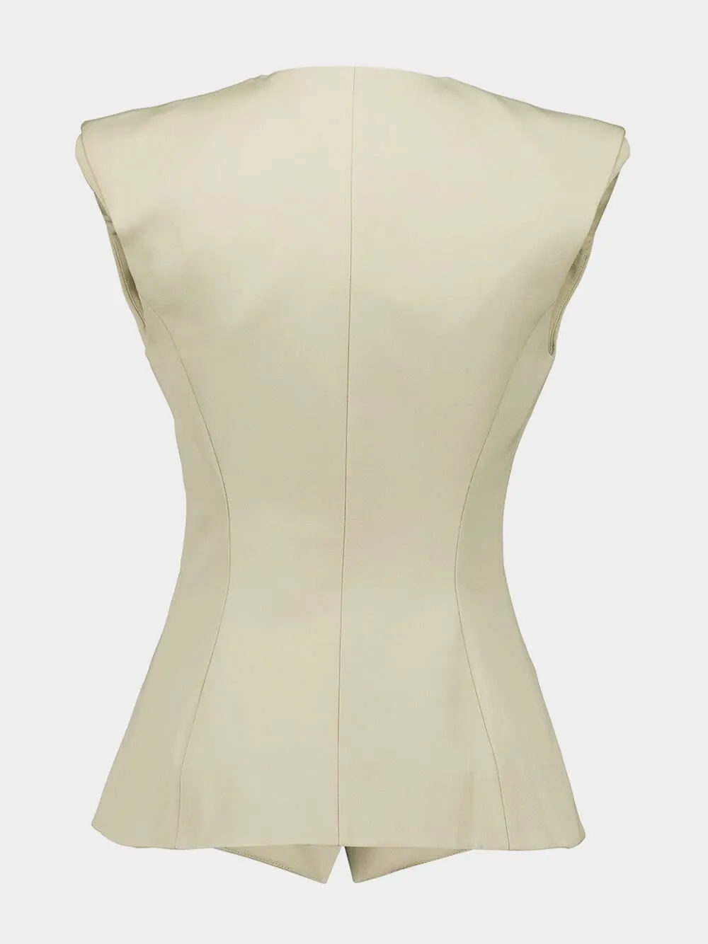 Beige buttoned grain-de-poudre waistcoat