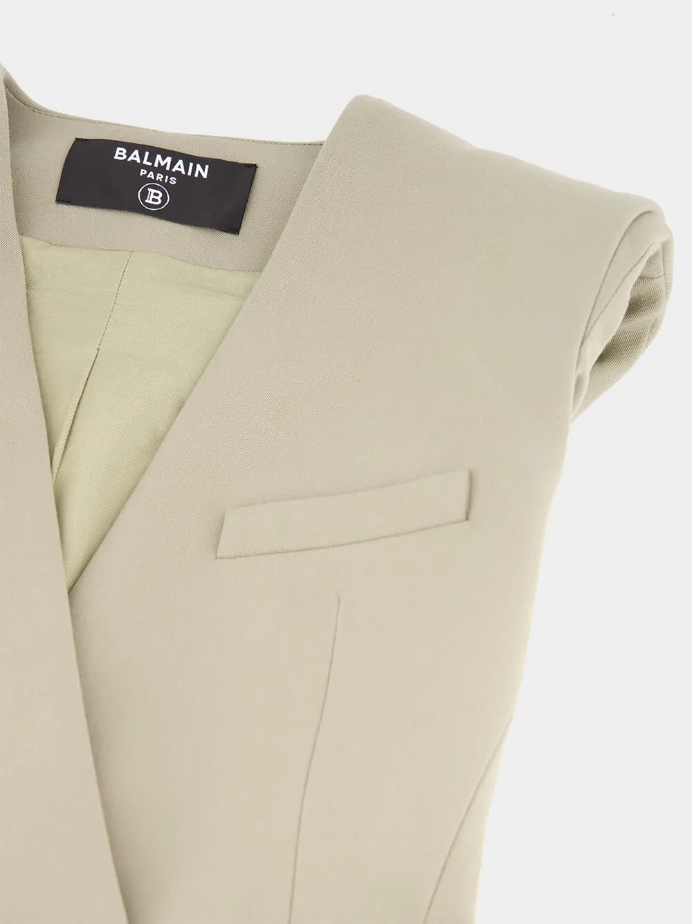 Beige buttoned grain-de-poudre waistcoat