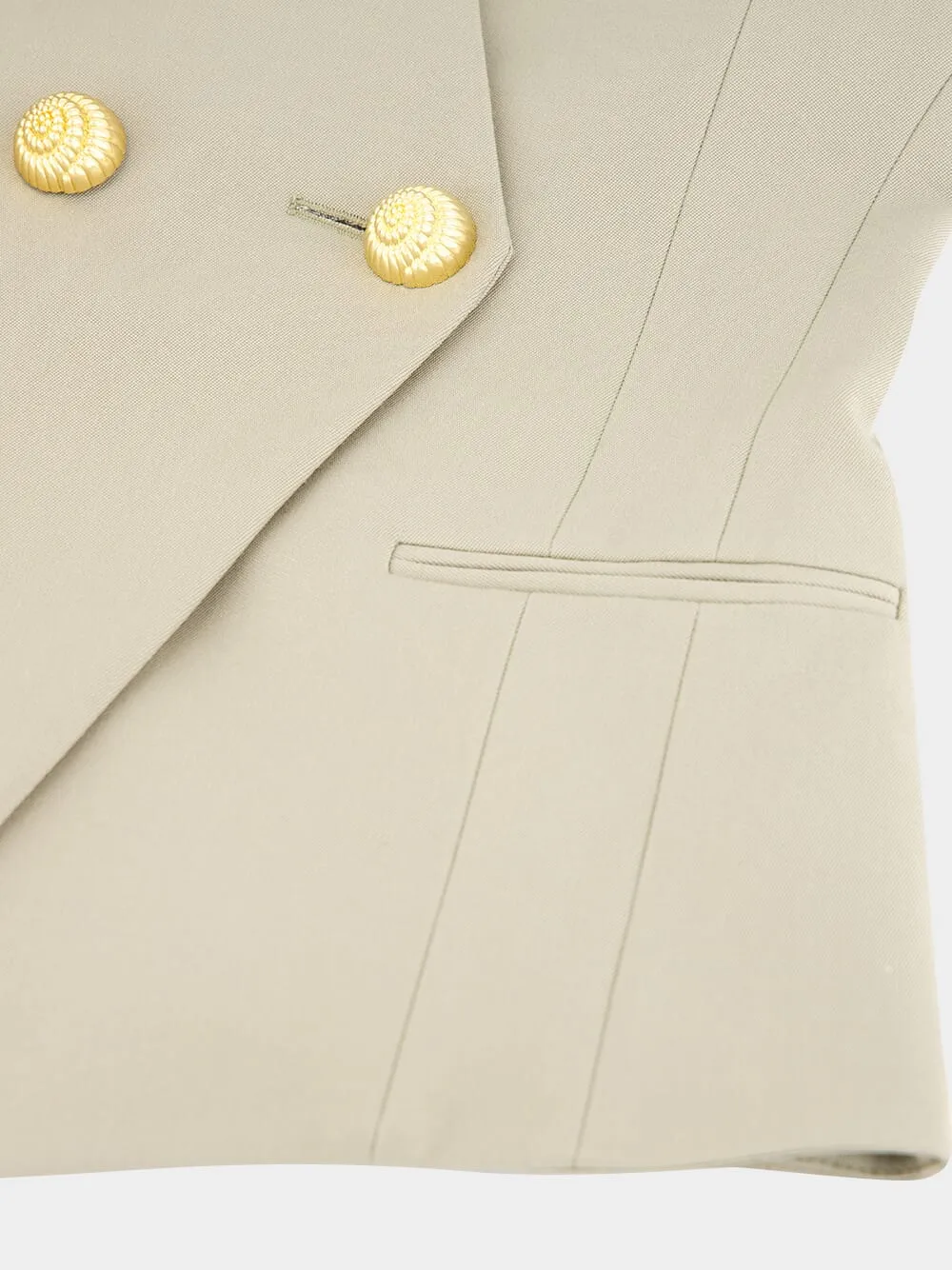 Beige buttoned grain-de-poudre waistcoat