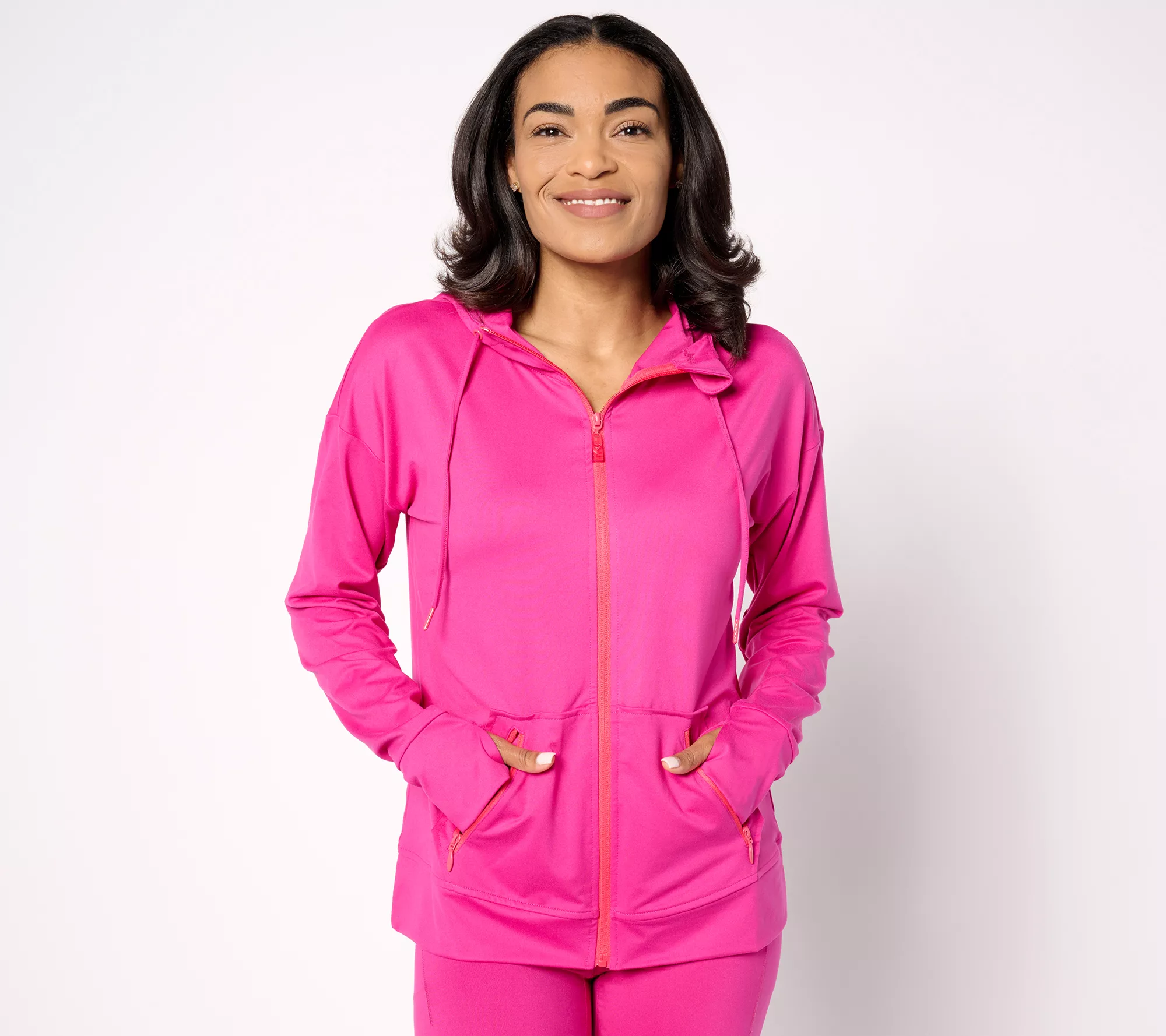 Belle Body by Kim Gravel Zip Athletic Kanga Pocket Hoodie