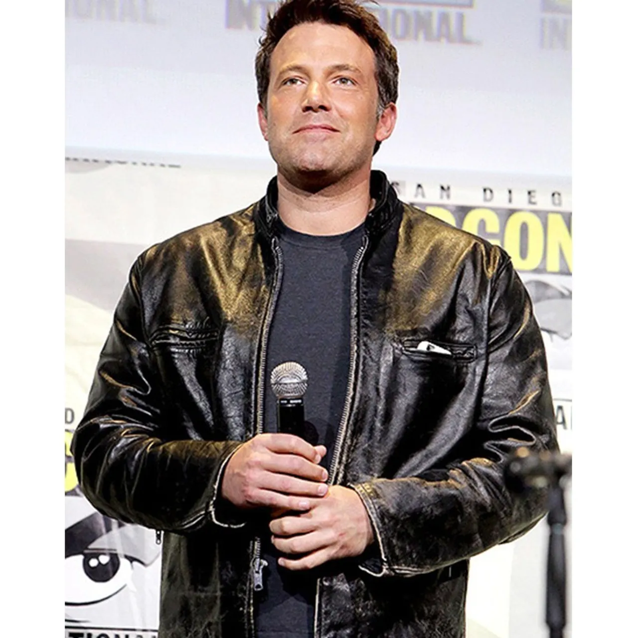 Ben Affleck Comic Con San Diego Black Leather Jacket