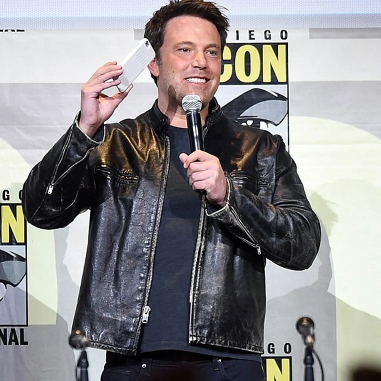 Ben Affleck Comic Con San Diego Black Leather Jacket