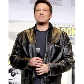 Ben Affleck Comic Con San Diego Black Leather Jacket