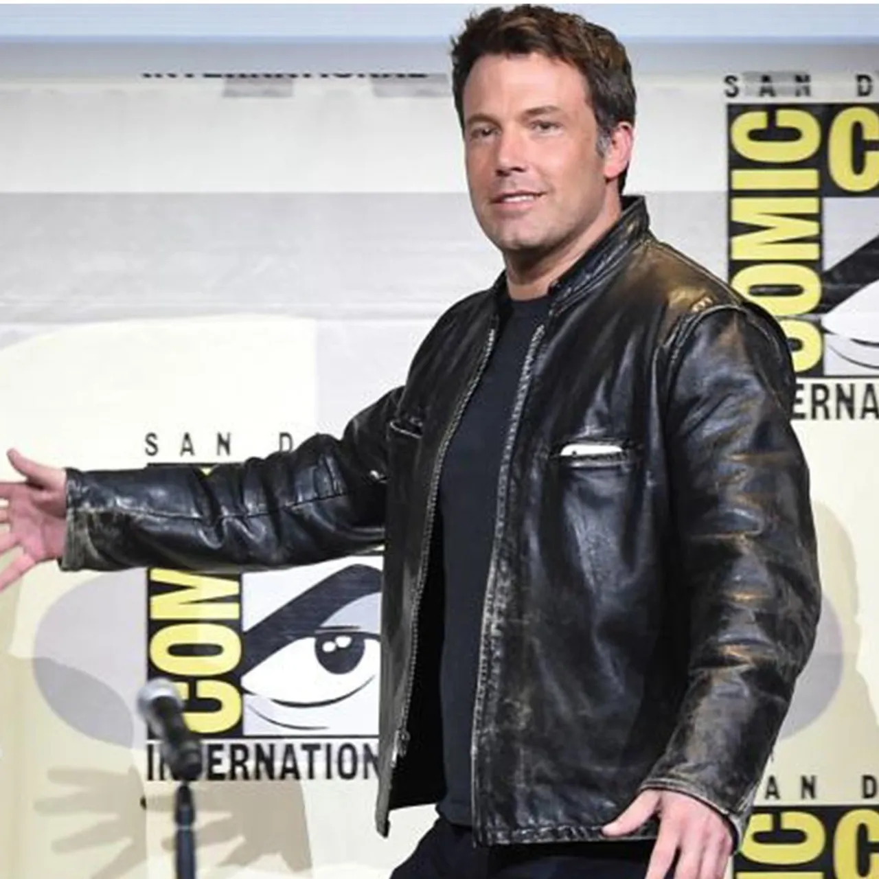 Ben Affleck Comic Con San Diego Black Leather Jacket