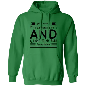 Bible Verse Men G185 Pullover Hoodie 8 oz. - Your Word Is Light To My Path ~Psalm 119:105~ Design 14