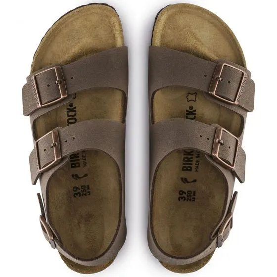 Birkenstock Unisex Milano Birko Flor Nubuck Mocca Sandals - Regular Fit