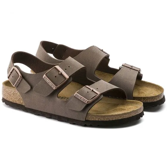 Birkenstock Unisex Milano Birko Flor Nubuck Mocca Sandals - Regular Fit