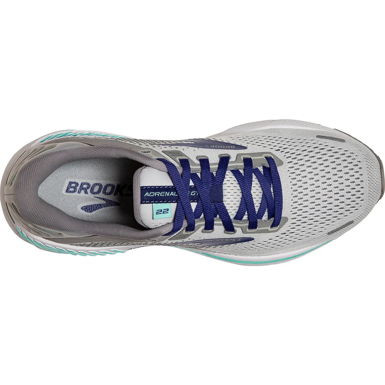 Brooks Women's Adrenaline GTS 22 Running Shoe - Alloy/Blue/Green 1203531B045