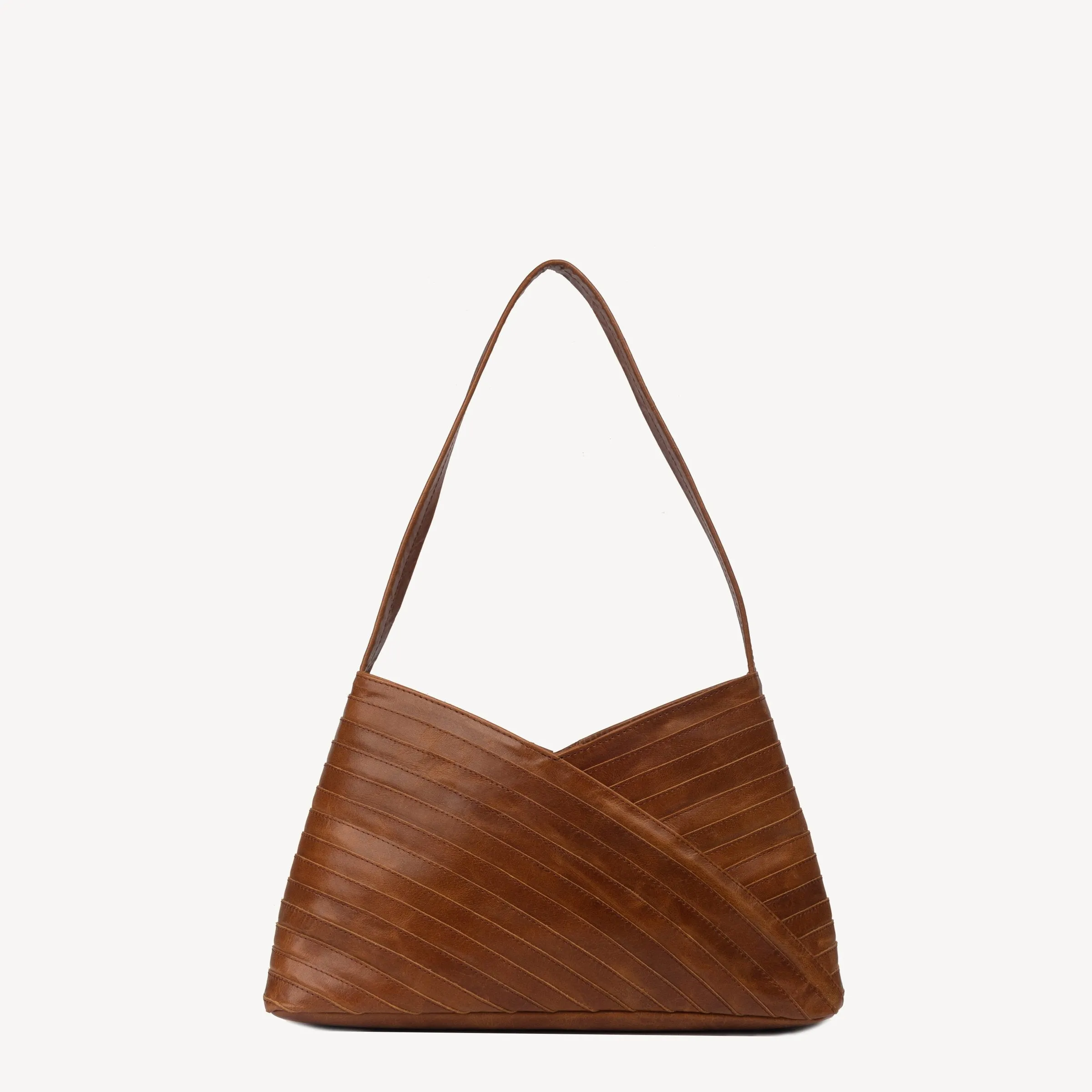 Brown Leather Shoulder Bag , Layered Leather