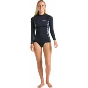 C Skins NuWave Premium UV Womens Long Sleeve Rash Vest - Raven / Tropical