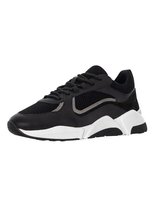 CAPO Runner Leather Mesh Trainers - Black/White