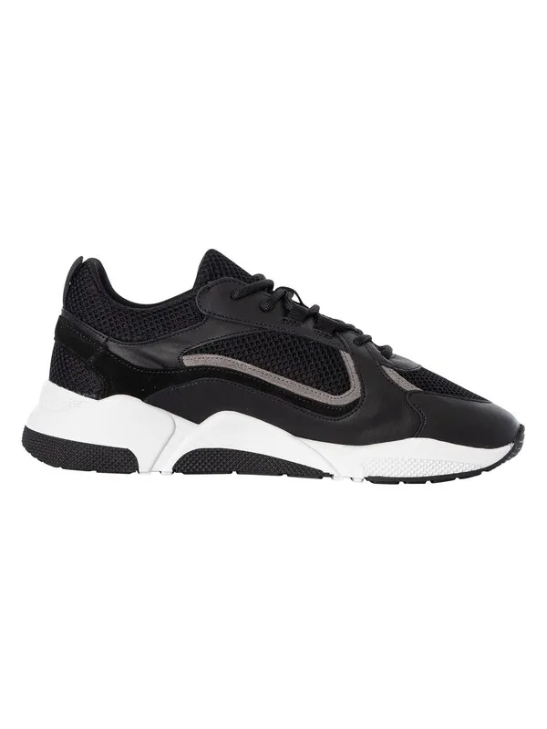 CAPO Runner Leather Mesh Trainers - Black/White