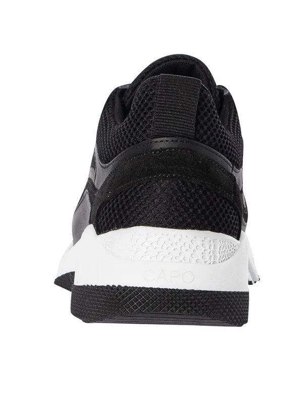 CAPO Runner Leather Mesh Trainers - Black/White