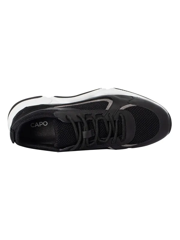 CAPO Runner Leather Mesh Trainers - Black/White