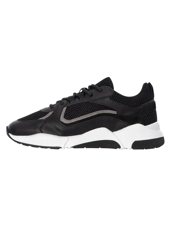 CAPO Runner Leather Mesh Trainers - Black/White