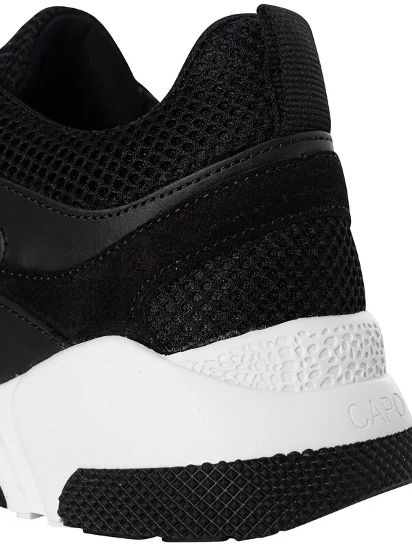 CAPO Runner Leather Mesh Trainers - Black/White