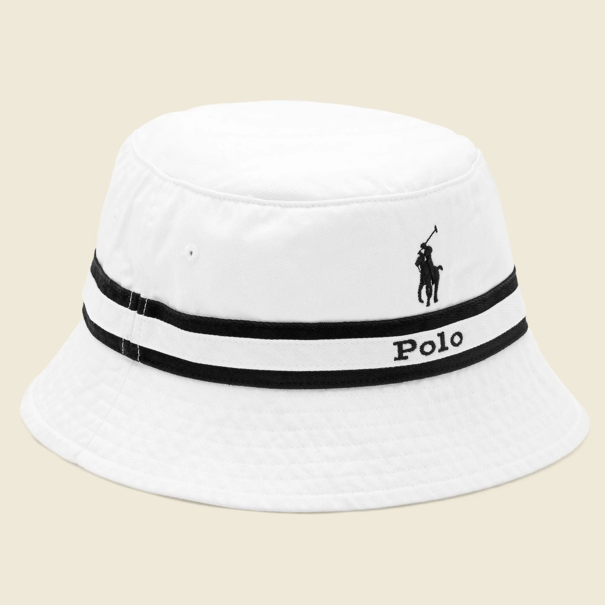 Center Stripe Bucket Hat - White/Navy