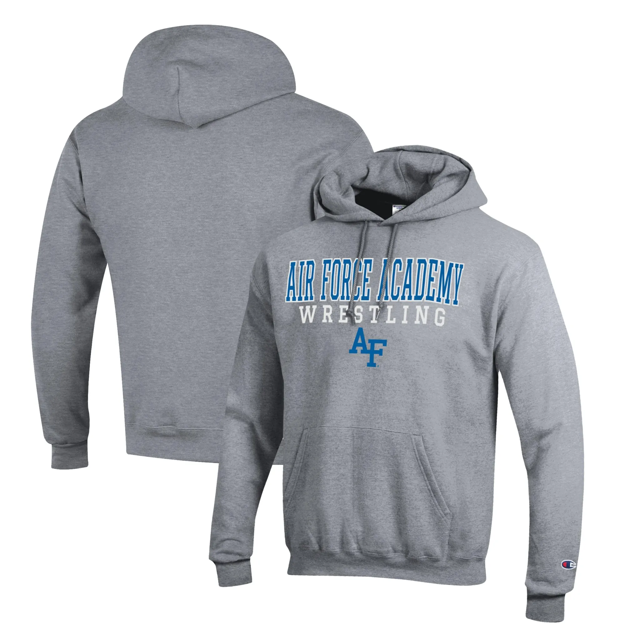 Champion Air Force Falcons Gray Wrestling Stack Logo Powerblend Pullover Hoodie