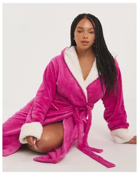 Chelsea Peers Fluffy Fleece Hooded Dressing Gown | Simply Be