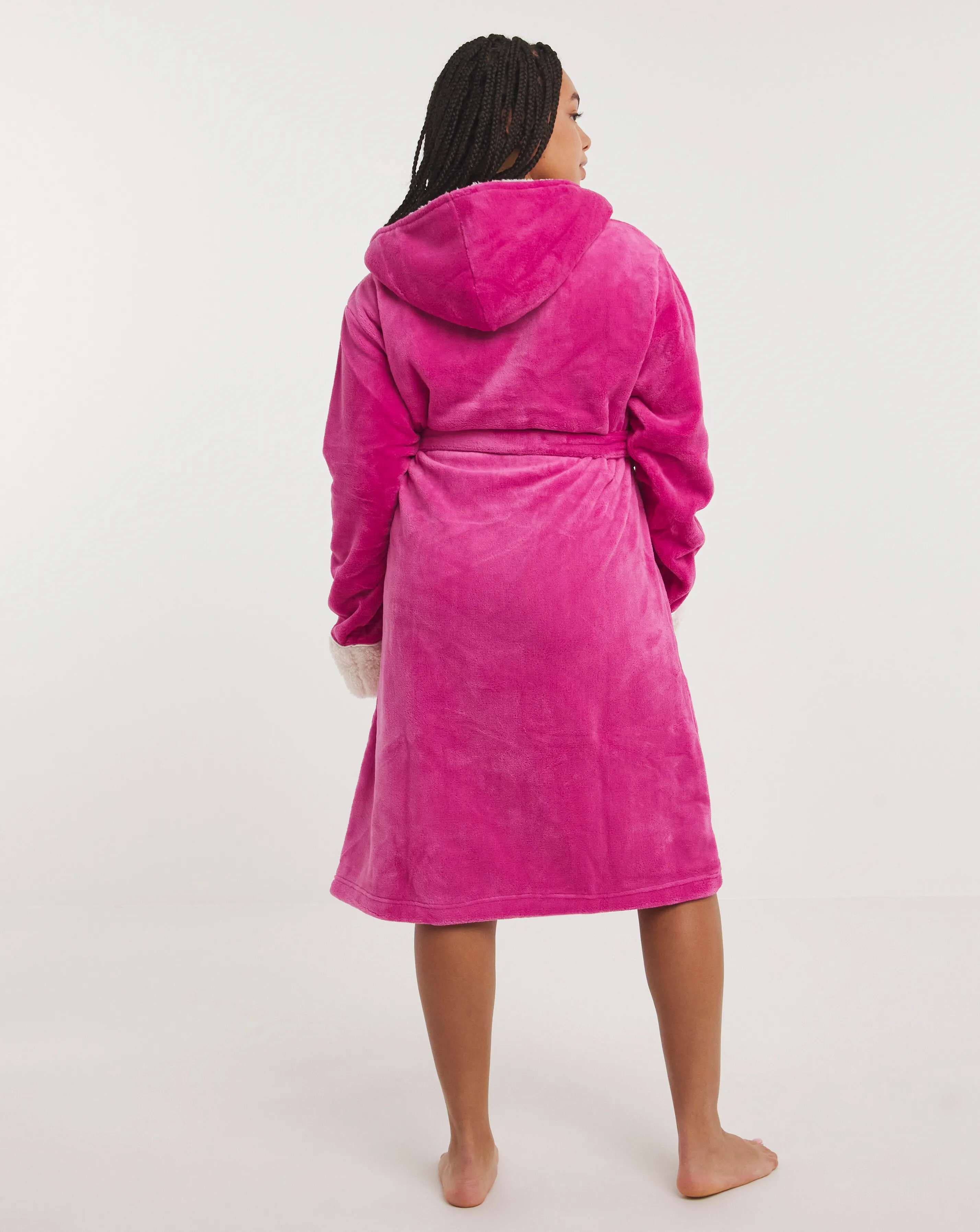 Chelsea Peers Fluffy Fleece Hooded Dressing Gown | Simply Be