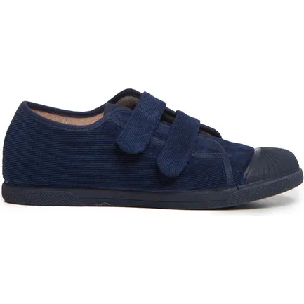 Childrenchic Fall Double Velcro Corduroy Sneakers, Navy