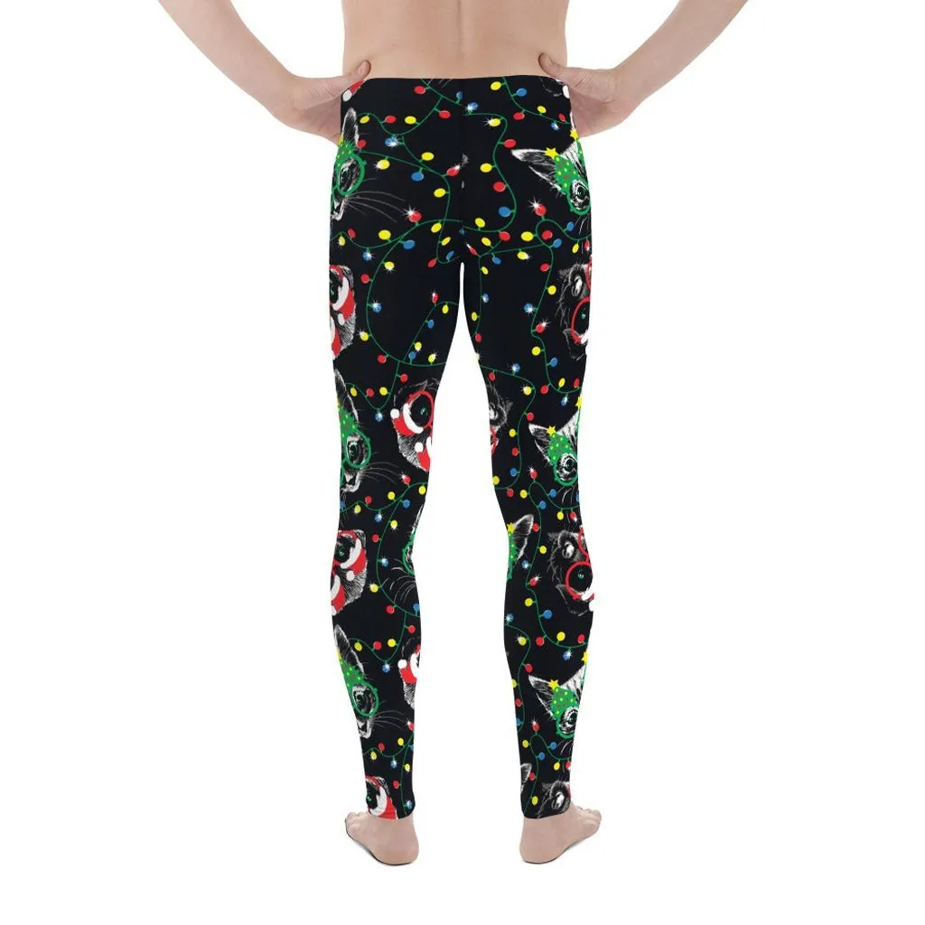 Christmas Lights & Cats Men's Leggings