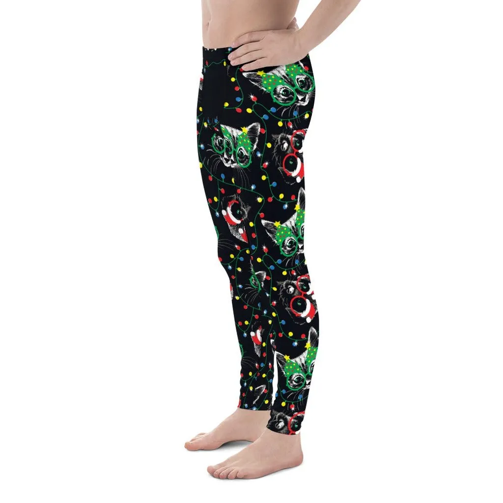 Christmas Lights & Cats Men's Leggings