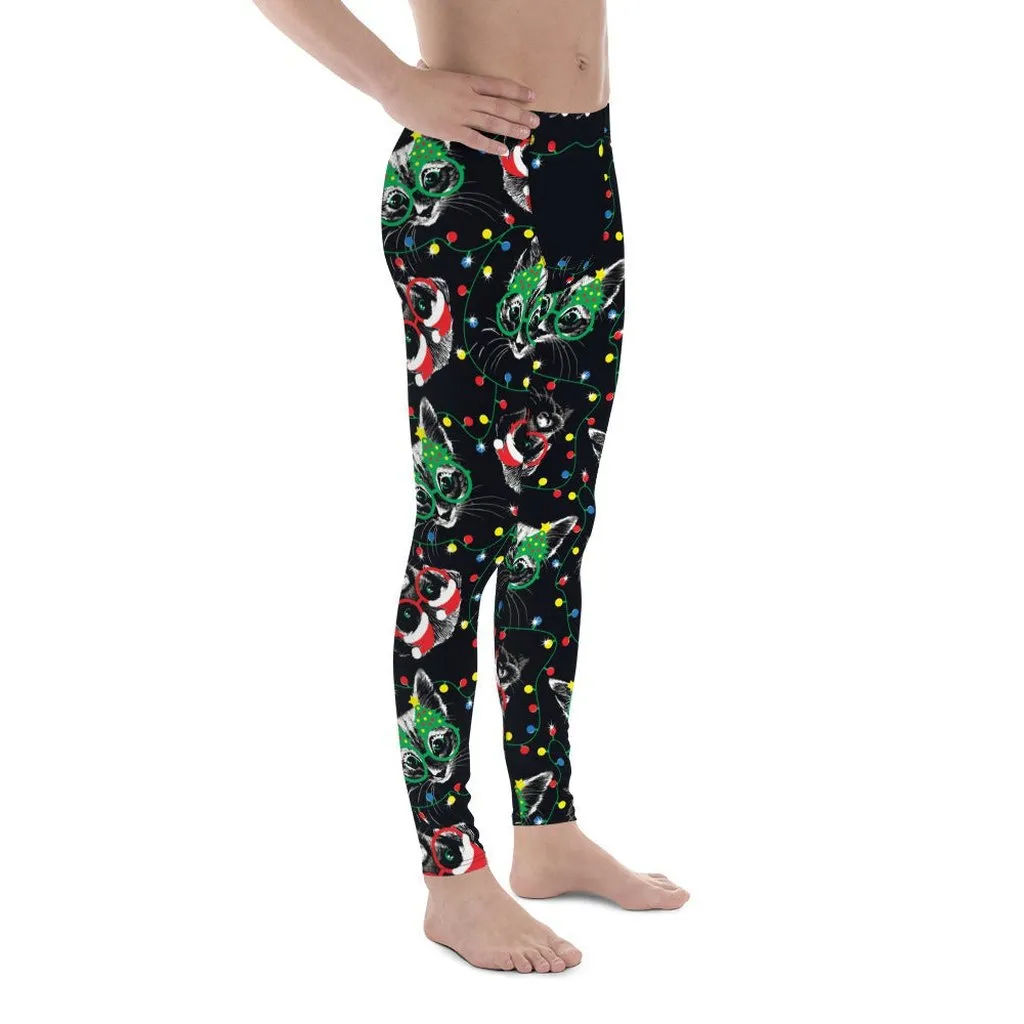 Christmas Lights & Cats Men's Leggings