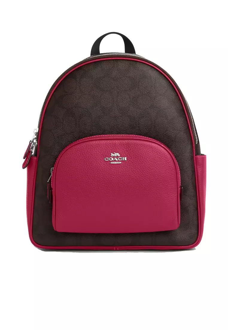 Coach COACH Court Backpack In Signature Canvas Brown/Bright Violet 5671