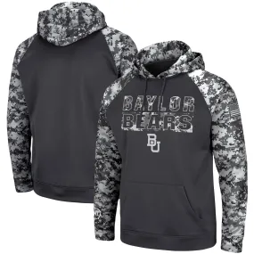 Colosseum Baylor Bears Charcoal OHT Military Appreciation Digital Camo Pullover Hoodie