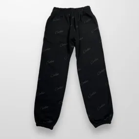 Corteiz Script / All Over Print Joggers In Triple Black