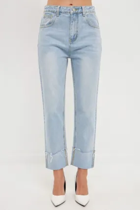 Cuffed Hem Regular Fit Jeans