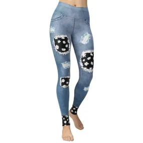 Daisy Denim Print Yoga Leggings