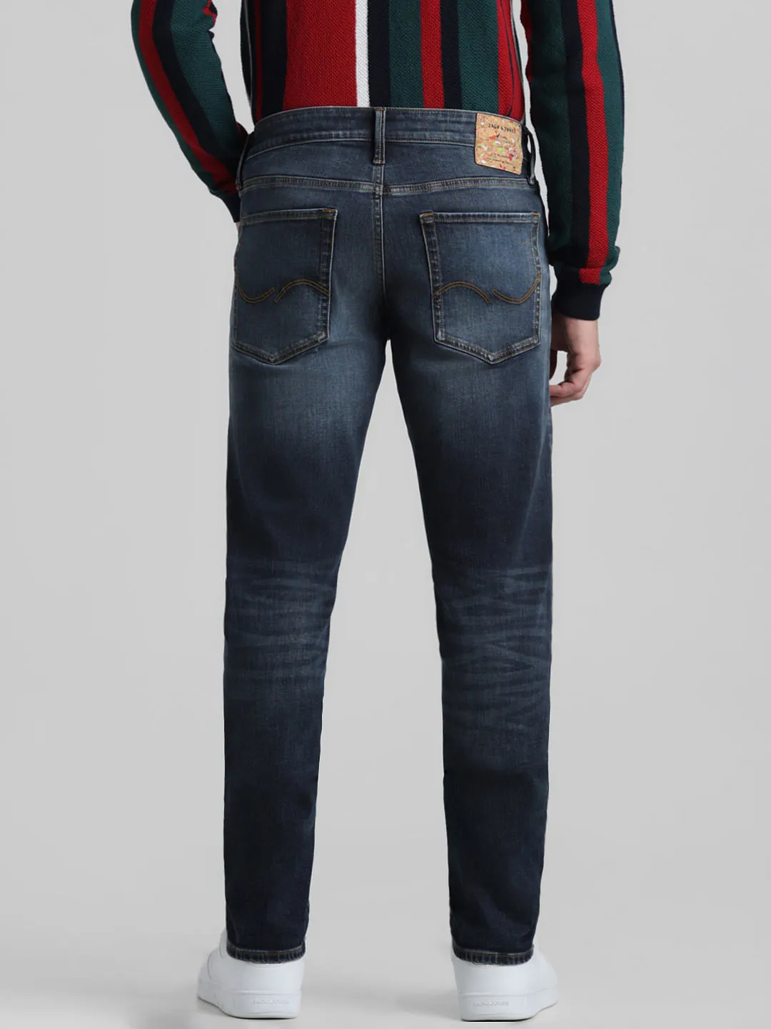 Dark Blue Low Rise Distressed Slim Jeans