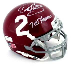 Derrick Henry Signed Alabama Crimson Tide Schutt Mini Helmet With 2015 Heisman Inscription - #2 Decal